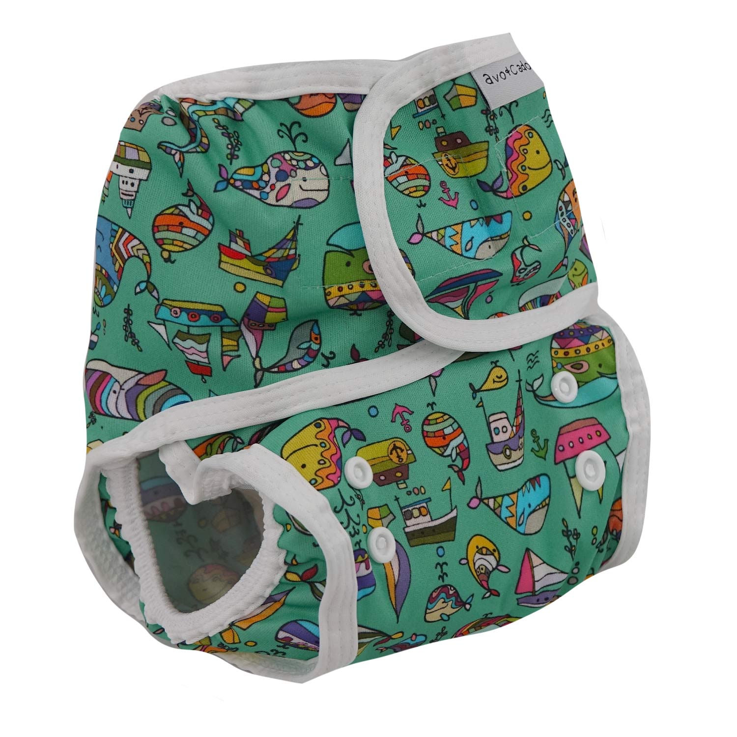 avo+cado one size sprout cover (hook & loop) - Funky Pineapples, Groovy Whales, Happy Turtles, Jungle Leaves, Avocado Heroes - - MamaMilla