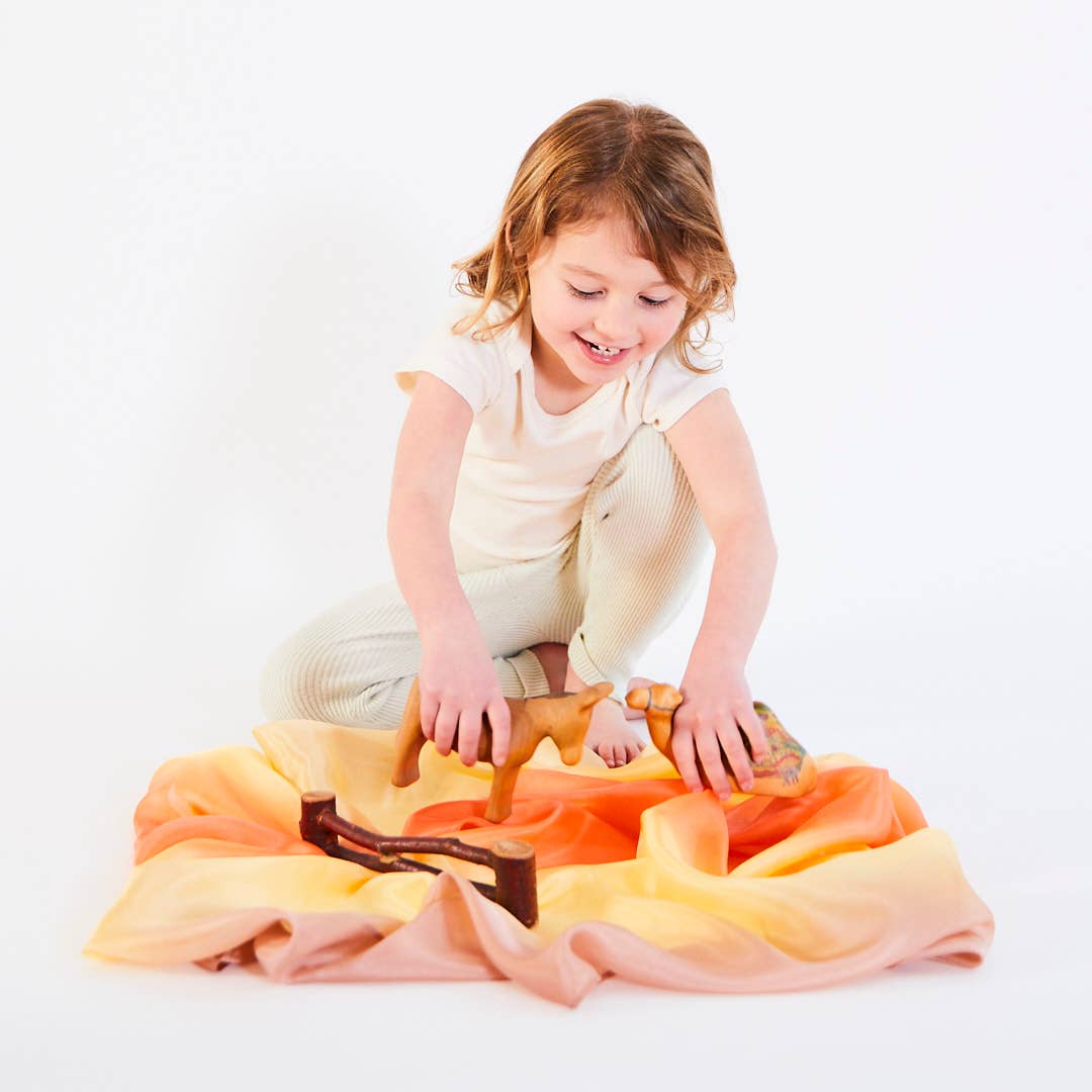 Sarahs Silk Earth Playsilks - Open-Ended 100% Silk, Natural Waldorf Toys: Desert - - MamaMilla