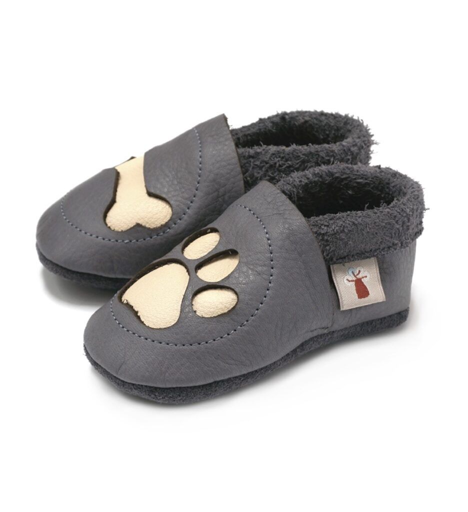 Baobaby Klassisk Babysko - Paw Grey M - - MamaMilla