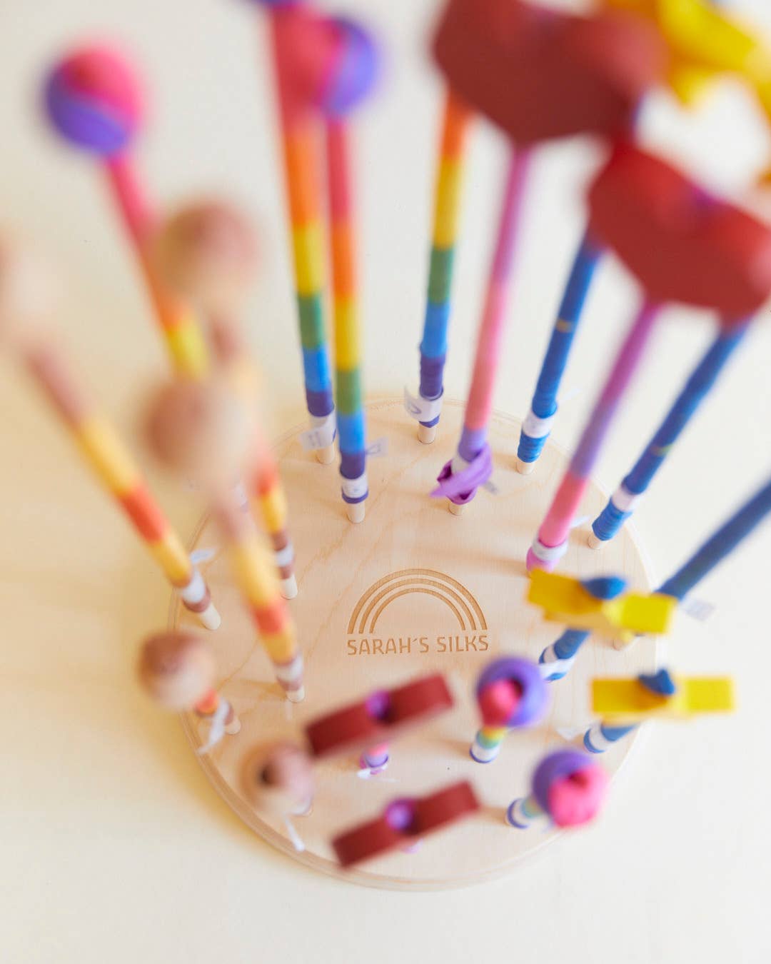 Sarahs Silk Pink & Purple Silk & Wood Streamer - Wand for Pretend Play - - MamaMilla