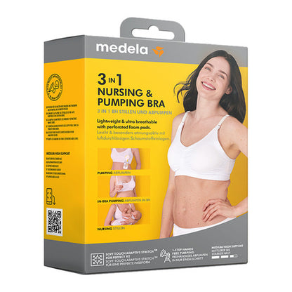 Medela Comfortabele 3-in-1 voedings- en kolfbeha, wit, maat M