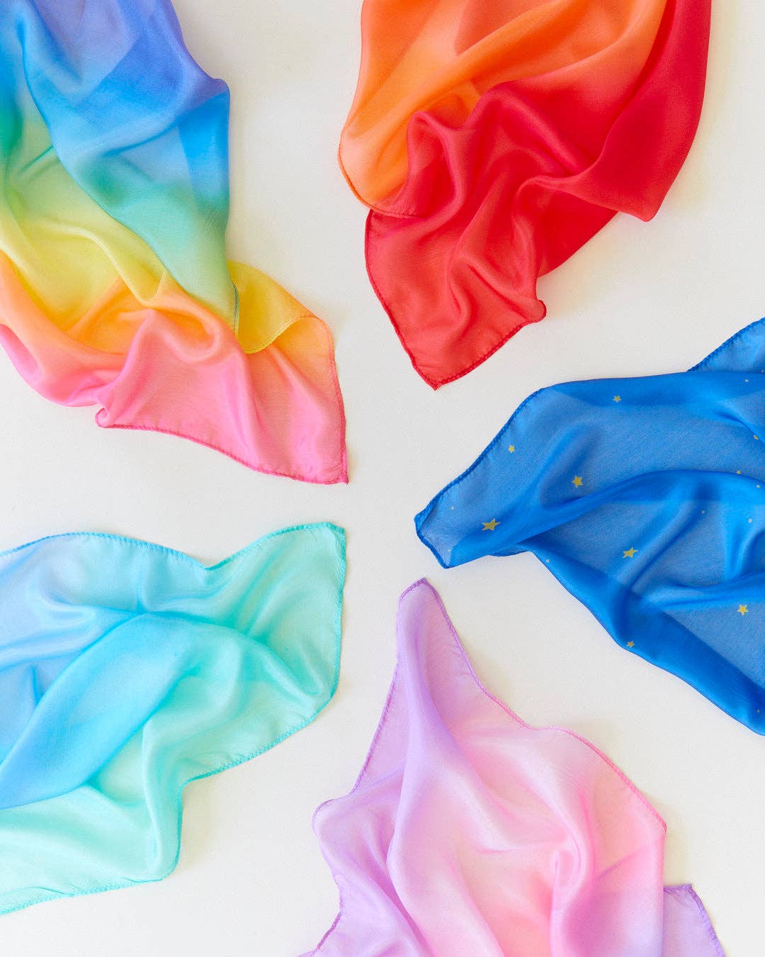 Sarahs Silk Mini Enchanted Playsilks - 100% Silk Natural, Waldorf Toys: Rainbow - - MamaMilla