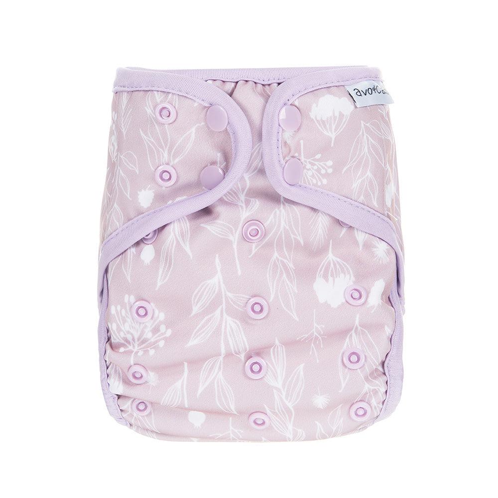 avo+cado One Size Explorer Luierhoes - Wildpflanzen, Naturküche, Knospen, Giersch, Zand, Pampasgras, Moss, Mauve, Blätter, Kräuter, Grijs, Pusteblume - - MamaMilla