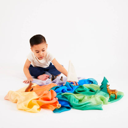 Sarahs Silk Earth Playsilks - Open-Ended 100% Silk, Natural Waldorf Toys: Desert - - MamaMilla