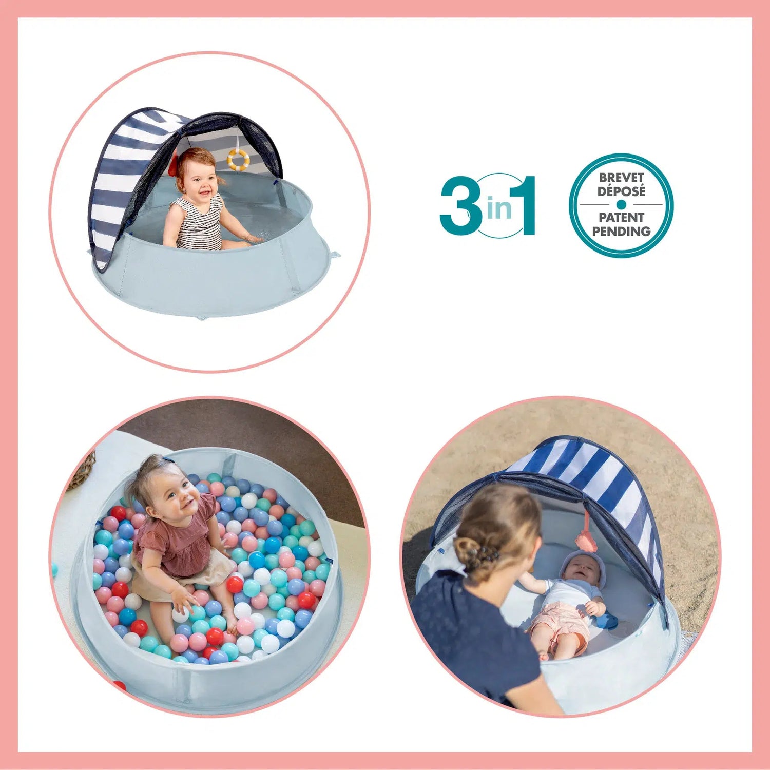 Babymoov 3i1 UV-telt - Mariniére Aquani - Uv-telt - MamaMilla